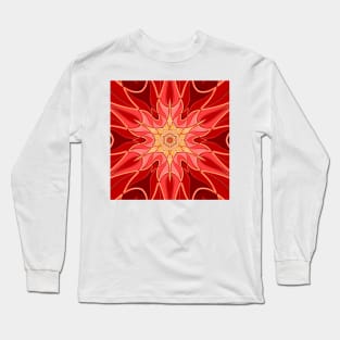 Cartoon Mandala Flower Red and Orange Long Sleeve T-Shirt